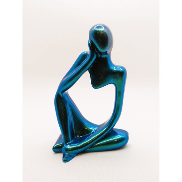 The Thinker Chameleon Teal Resin Handmade NEW - Picture 4 of 6